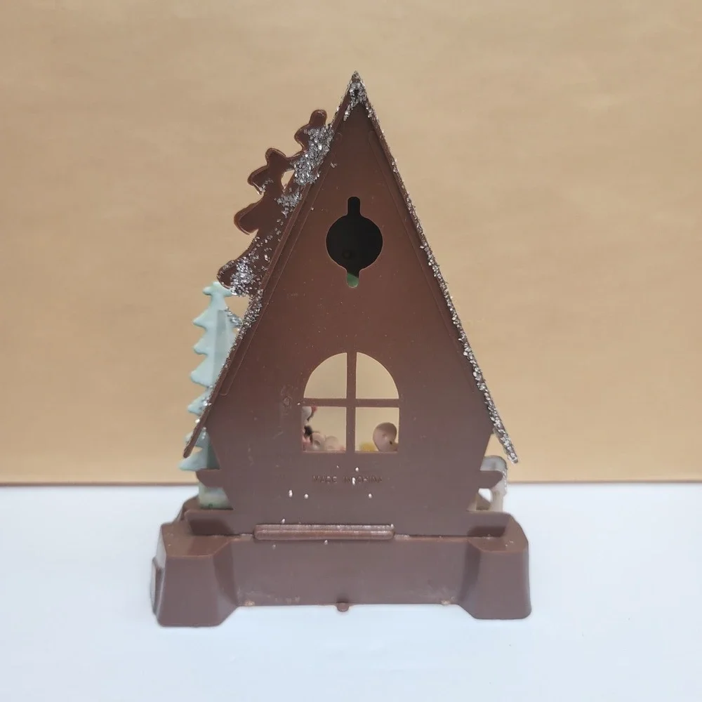 Vtg Plastic Diorama Nativity Scene A-Frame Stable Glitter Christmas Decor China